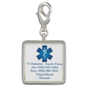 Custom Medical Alert Charm Blue