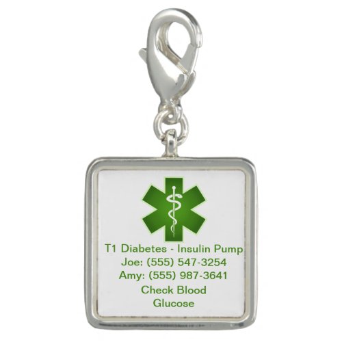 Custom Medical Alert Charm Green