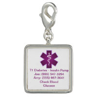 Custom Medical Alert Charm Purple