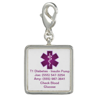 Custom Medical Alert Charm Purple