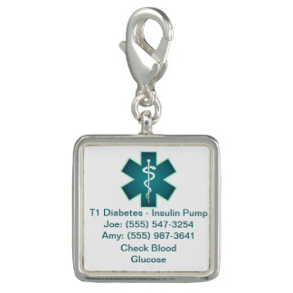 Custom Medical Alert Charm Teal