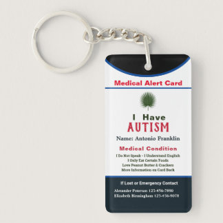 Custom Medical Alert Emergency Contact Card Keychain