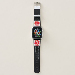 Custom Medical Alert Emergency Info 42MM BLACK Apple Watch Band