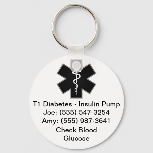 Custom Medical Alert Keychain Black