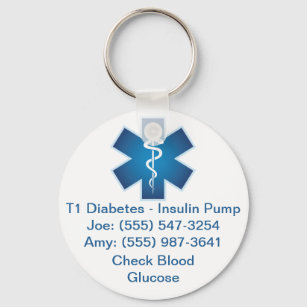 Custom Medical Alert Keychain Blue