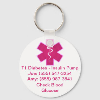 Custom Medical Alert Keychain Pink