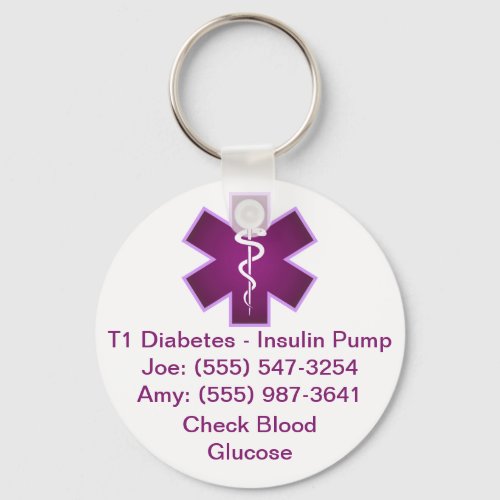 Custom Medical Alert Keychain Purple