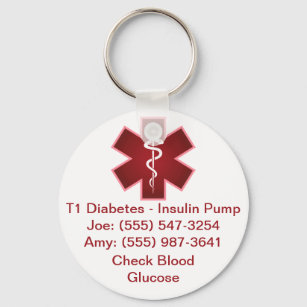 Custom Medical Alert Keychain Red