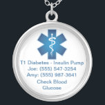 Custom Medical Alert Necklace Blue<br><div class="desc">Customize this design to list medical problems,  emergency phone numbers,  allergies,  and more. Great for young kids who you'd like to wear emergency contact information with style. See my other colors.</div>