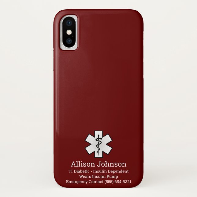 Custom Medical Alert Phone Case (Back)