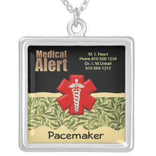 Custom Medical Alert Silver Plated Necklace