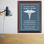 Custom Medical Award Plaque For Doctors And Nurses<br><div class="desc">Are you looking for a thoughtful gift to honor a special doctor or nurse? Look no further than our Custom Medical Award Plaque. With the option to customize with their name, title, a personal message, and significant date, this elegant plaque is a wonderful way to show appreciation and gratitude for...</div>