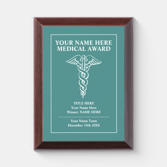 Custom medical award plaque for nurses and doctors (Vertical)
