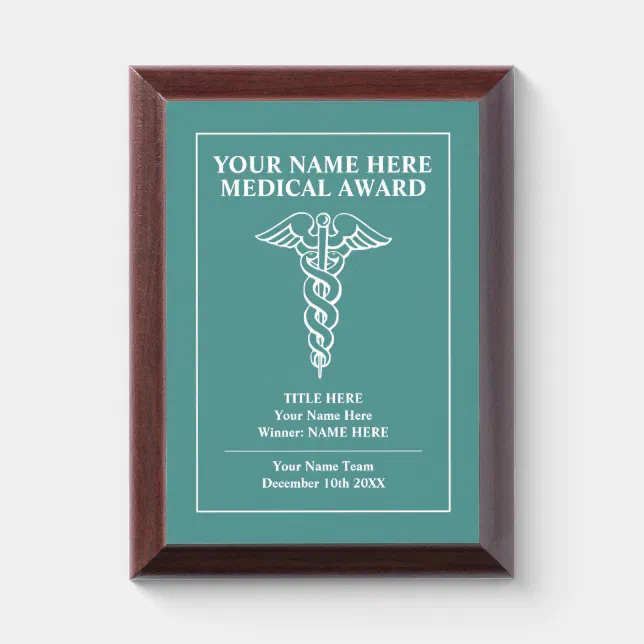 Custom medical award plaque for nurses and doctors | Zazzle
