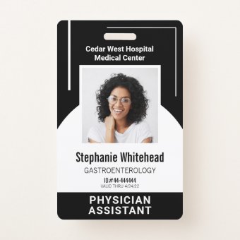 Custom Medical Employee Photo ID Black Badge | Zazzle