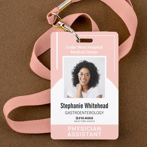 Custom Medical Employee Photo ID Blush Pink Badge