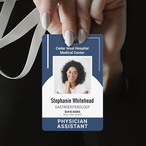 Custom Medical Employee Photo ID Navy Blue Badge