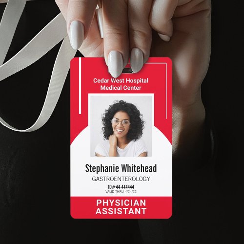 Custom Medical Employee Photo ID Red Badge