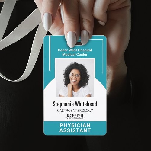 Custom Medical Employee Photo ID Teal Blue Badge