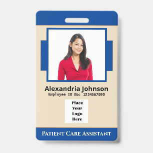 Custom Medical Employee Photo Logo Bar Code Card Badge
