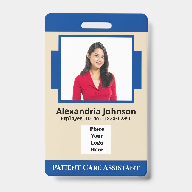 Custom Medical Employee Photo Logo Bar Code Card Badge (Front)