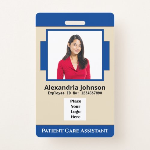 Custom Medical Employee Photo Logo Bar Code Card Badge