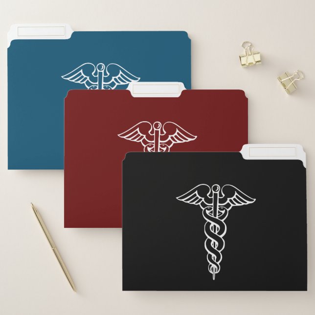 Custom medical file folders with caduceus logo (Set)
