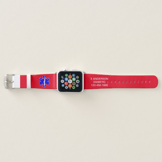 Custom Medical Identification Emergency Alert Apple Watch Band (Front)
