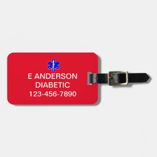 Custom Medical Identification Emergency Alert Luggage Tag