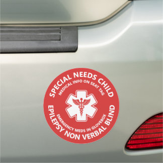 Custom Medical Information ID Emergency Safety Car Magnet