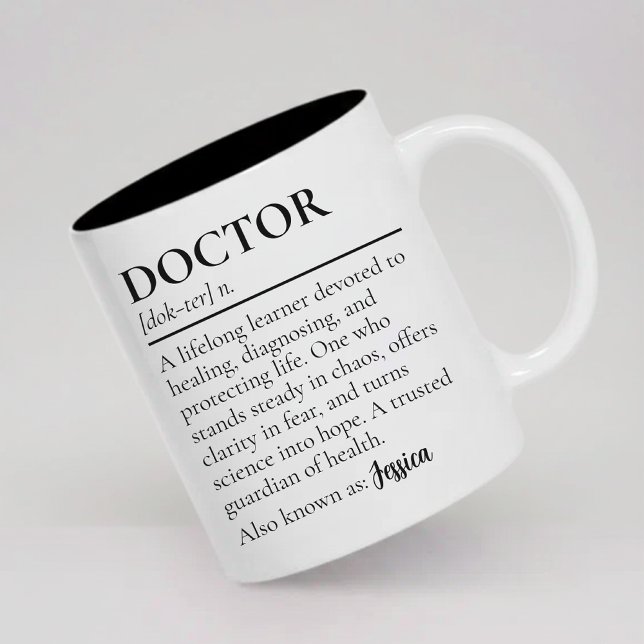 Custom Medical Professional Gift Doctor Definition Two-Tone Coffee Mug (Doctor Definition Mug Personalized Graduation Gift for Doctors, Custom Mug Gift Doctor Thank You)