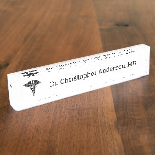 Custom Medical School Doctor Graduation Desk Name Plate