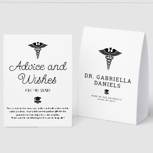 Custom Medical School Graduation Advice and Wishes Paper Table Tent