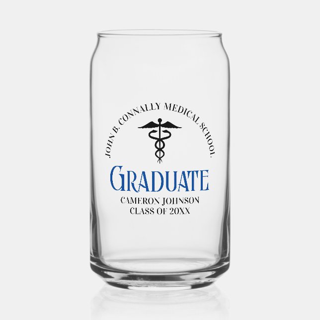 Custom Medical School Graduation Commemorative Can Glass (Front)