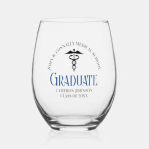Custom Medical School Graduation Commemorative Stemless Wine Glass