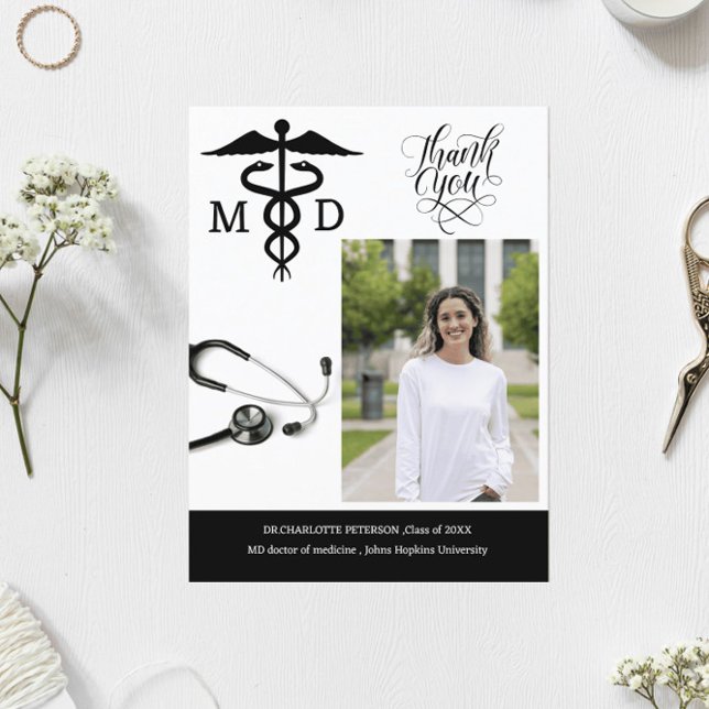 Custom Medical School Graduation Party Thank You Postcard (Creator Uploaded)