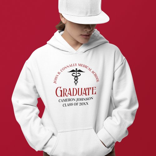 Custom Medical School Red Script Graduation Hoodie
