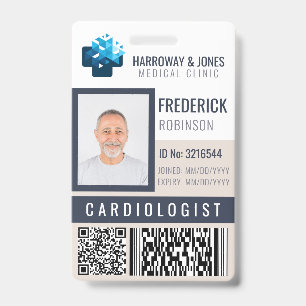 Custom Medical Staff Photo ID With QR & Barcode Badge