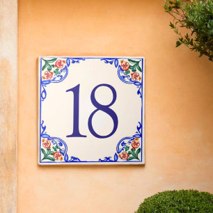 Custom Mediterranean House Number – Pomegranate Ceramic Tile