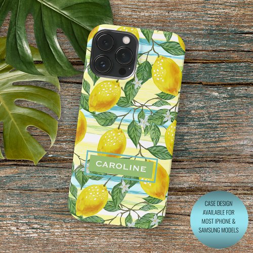 Custom Mediterranean Summer Lemon Fruit Pattern iPhone 15 Pro Max Case