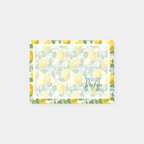 Custom Mediterranean Summer Lemon Fruit Pattern Post_it Notes