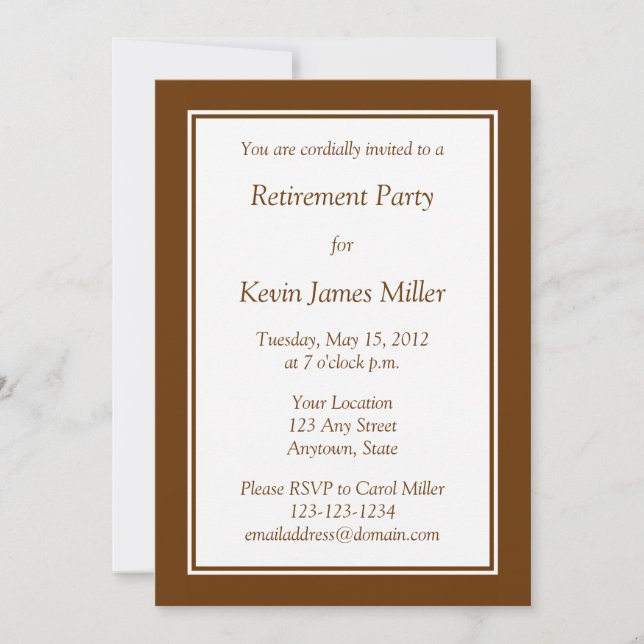 Custom Medium Brown Invitation with Brown Text (Front)