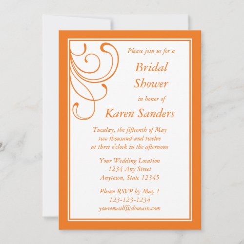 Custom Medium Orange Invitation - Elegant Flourish