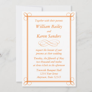 Custom Medium Orange Invitation - Scroll Design