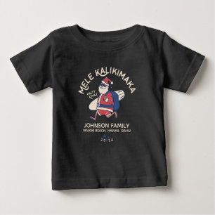 Custom Mele Kalikimaka Santa Hawaiian Christmas Baby T-Shirt