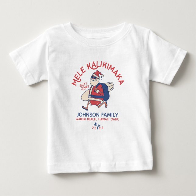 Custom Mele Kalikimaka Santa Hawaiian Christmas  Baby T-Shirt (Front)