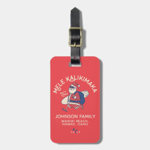 Custom Mele Kalikimaka Santa Hawaiian Christmas Luggage Tag