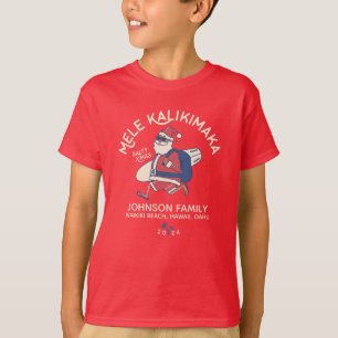 Custom Mele Kalikimaka Santa Hawaiian Christmas  T-Shirt