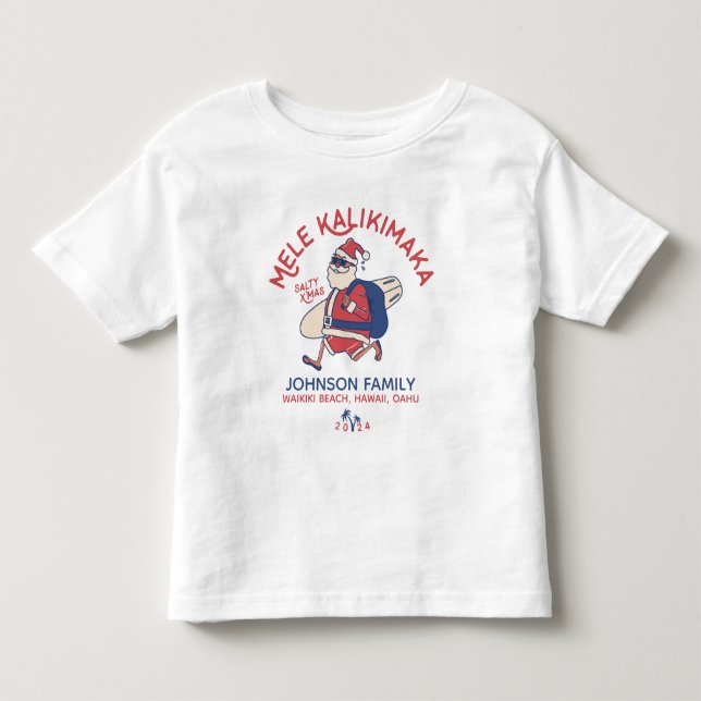 Custom Mele Kalikimaka Santa Hawaiian Christmas  Toddler T-shirt (Front)