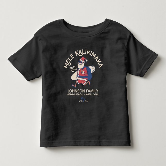 Custom Mele Kalikimaka Santa Hawaiian Christmas  Toddler T-shirt (Front)